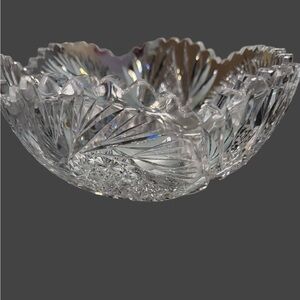 Vintage Heavy Cut Crystal Bowl 4 lbs‎ Scalloped Edge Centerpiece